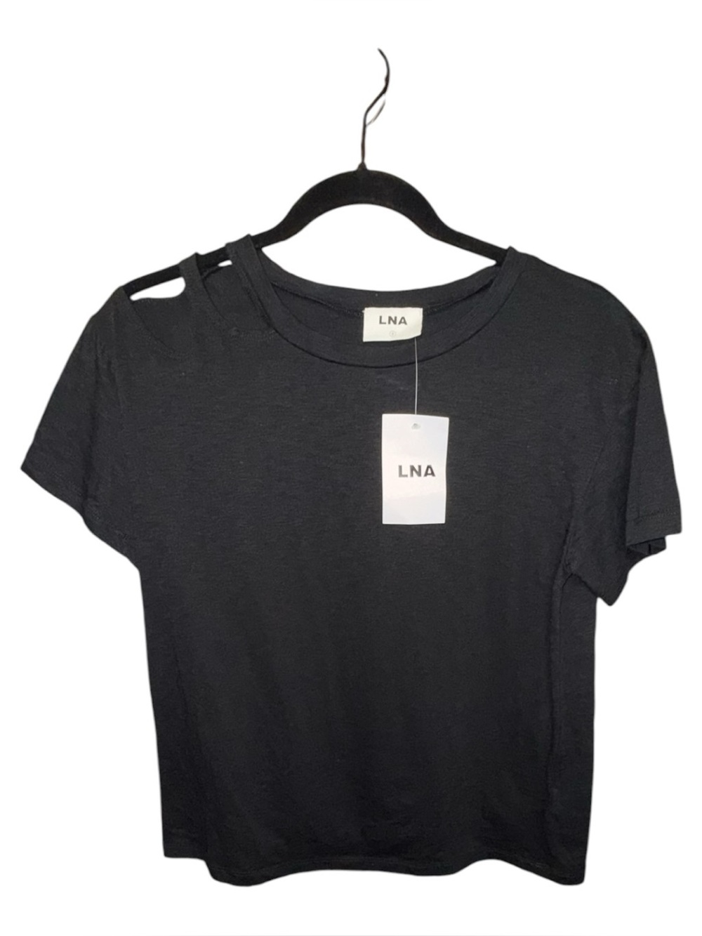 LNA BURNOUT STYLE BLACK T-SHIRT • 100% COTTON • NWT